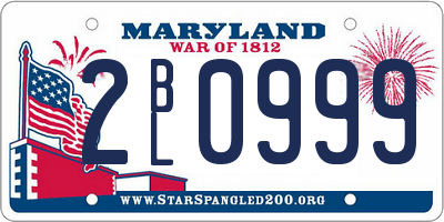 MD license plate 2BL0999
