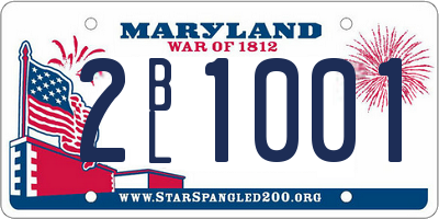 MD license plate 2BL1001