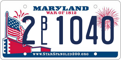 MD license plate 2BL1040