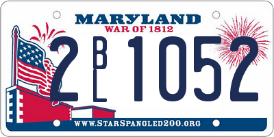 MD license plate 2BL1052