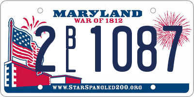 MD license plate 2BL1087