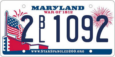 MD license plate 2BL1092