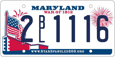 MD license plate 2BL1116
