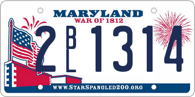 MD license plate 2BL1314