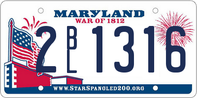 MD license plate 2BL1316