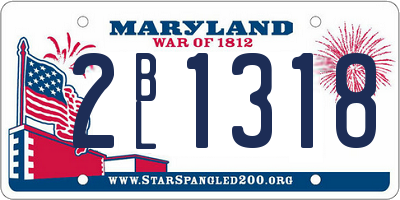 MD license plate 2BL1318