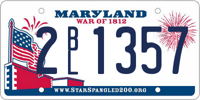 MD license plate 2BL1357