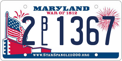 MD license plate 2BL1367