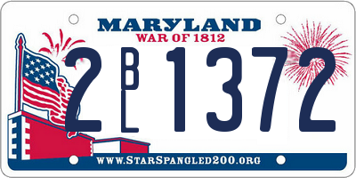 MD license plate 2BL1372