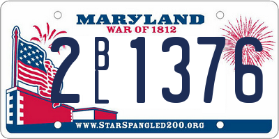 MD license plate 2BL1376