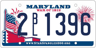 MD license plate 2BL1396