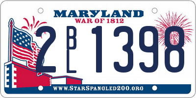 MD license plate 2BL1398