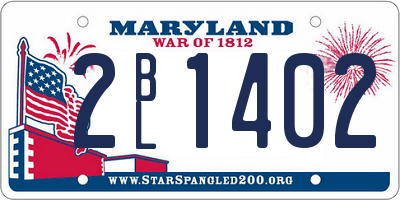 MD license plate 2BL1402