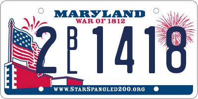MD license plate 2BL1418