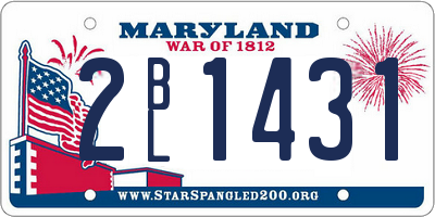 MD license plate 2BL1431