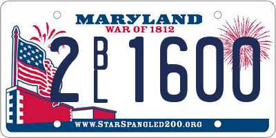 MD license plate 2BL1600