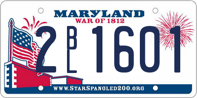 MD license plate 2BL1601