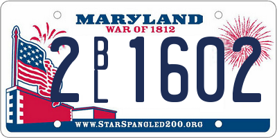 MD license plate 2BL1602
