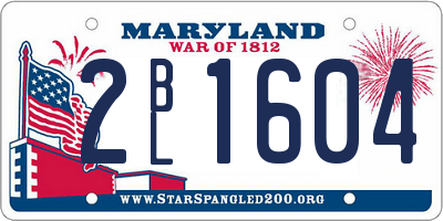 MD license plate 2BL1604