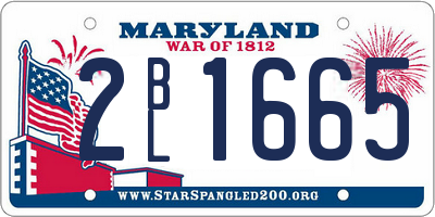 MD license plate 2BL1665