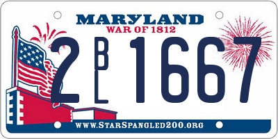 MD license plate 2BL1667