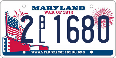 MD license plate 2BL1680