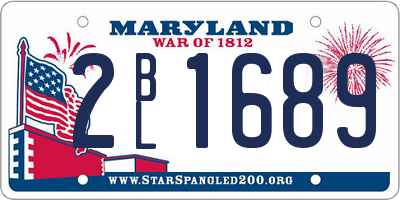 MD license plate 2BL1689
