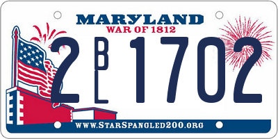 MD license plate 2BL1702