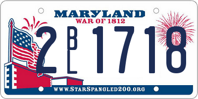 MD license plate 2BL1718