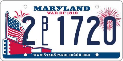 MD license plate 2BL1720