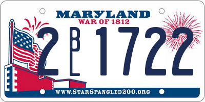 MD license plate 2BL1722
