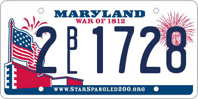 MD license plate 2BL1728