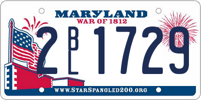 MD license plate 2BL1729