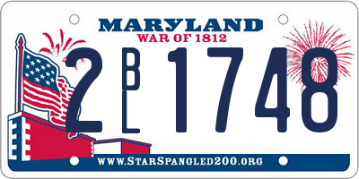 MD license plate 2BL1748