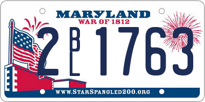 MD license plate 2BL1763
