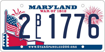MD license plate 2BL1776