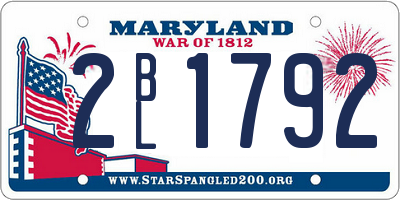 MD license plate 2BL1792
