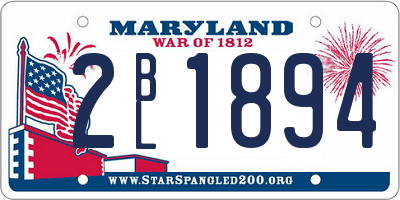MD license plate 2BL1894