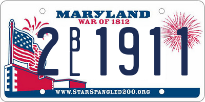 MD license plate 2BL1911