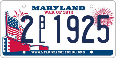 MD license plate 2BL1925