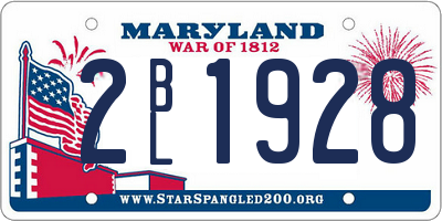 MD license plate 2BL1928