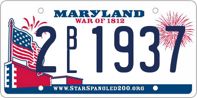 MD license plate 2BL1937