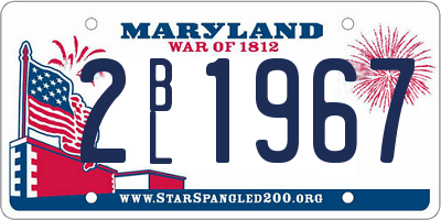 MD license plate 2BL1967