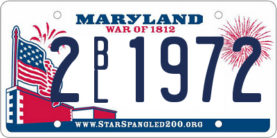 MD license plate 2BL1972