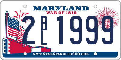 MD license plate 2BL1999