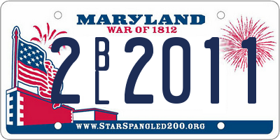 MD license plate 2BL2011