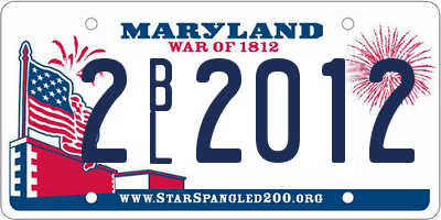 MD license plate 2BL2012