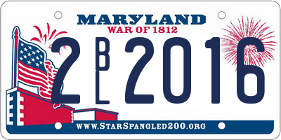 MD license plate 2BL2016