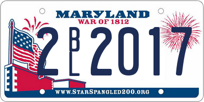 MD license plate 2BL2017
