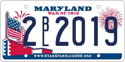 MD license plate 2BL2019